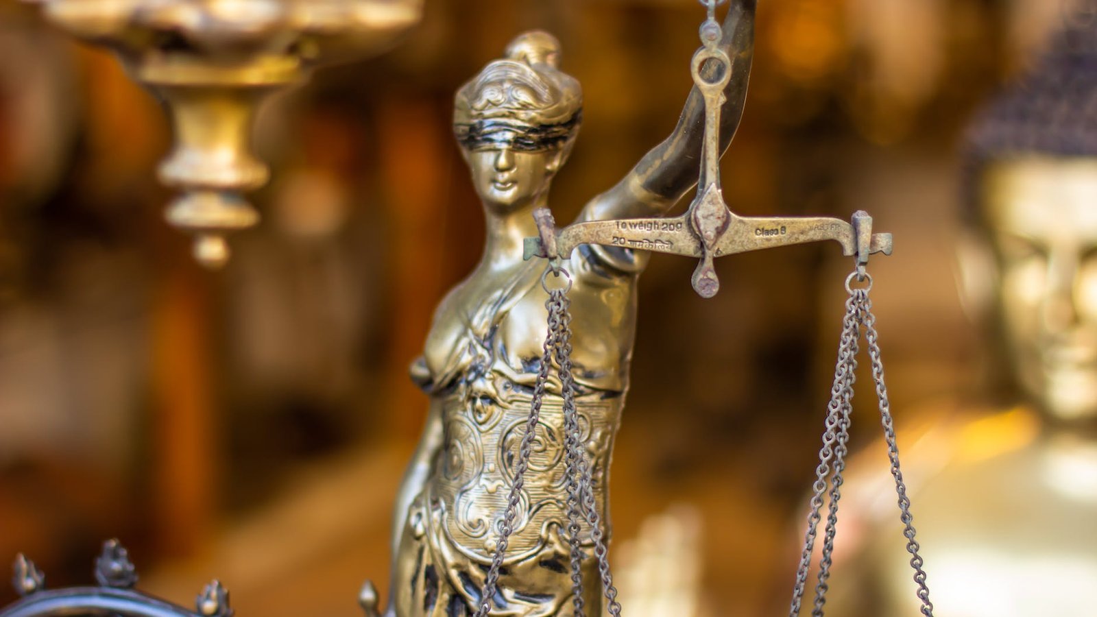close up of justice symbolic figurine